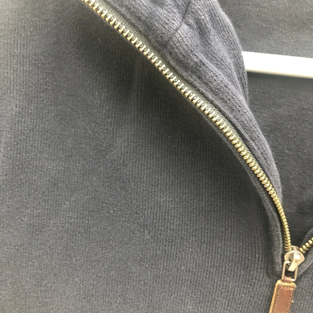 Polo By Ralph Lauren Quarter Zipper Sweater Thick Warm Cotton Navy Blue Red Logo